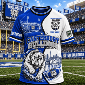 Auspiritmerch Canterbury-Bankstown Bulldogs T-Shirt Custom Name Gift For Fan