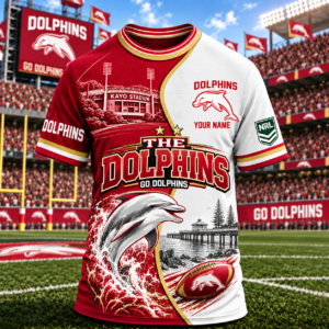 Auspiritmerch Dolphins  T-Shirt Custom Name Gift For Fan