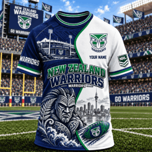 Auspiritmerch New Zealand Warriors T-Shirt Custom Name Gift For Fan
