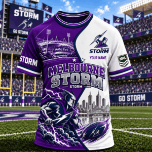 Auspiritmerch Melbourne Storm T-Shirt Custom Name Gift For Fan
