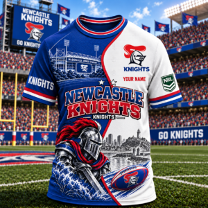 Auspiritmerch Newcastle Knights T-Shirt Custom Name Gift For Fan