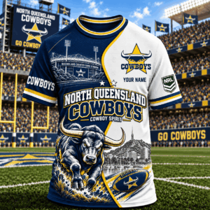 Auspiritmerch North Queensland Cowboys T-Shirt Custom Name Gift For Fan