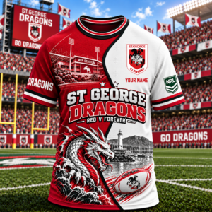Auspiritmerch St. George Illawarra Dragons T-Shirt Custom Name Gift For Fan
