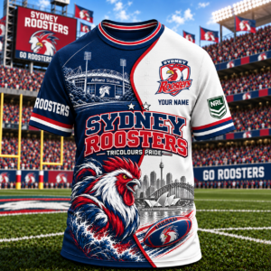 Auspiritmerch Sydney Roosters T-Shirt Custom Name Gift For Fan