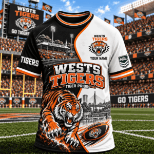 Auspiritmerch Wests Tigers T-Shirt Custom Name Gift For Fan