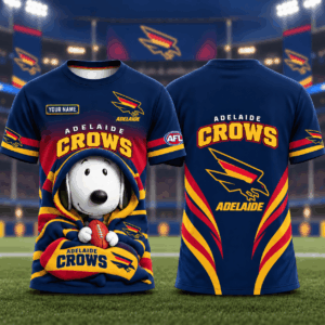 Auspiritmerch Adelaide Crows x Snoopy T-Shirt Custom Name Gift For Fan