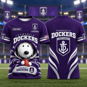 Auspiritmerch Fremantle Dockers x Snoopy T-Shirt Custom Name Gift For Fan