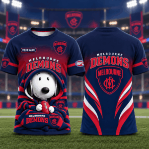 Auspiritmerch Melbourne Demons x Snoopy T-Shirt Custom Name Gift For Fan