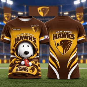 Auspiritmerch Hawthorn Hawks x Snoopy T-Shirt Custom Name Gift For Fan