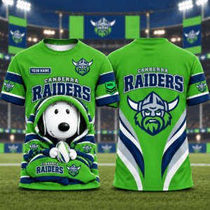 Auspiritmerch Canberra Raiders x Snoopy T-Shirt Custom Name Gift For Fan