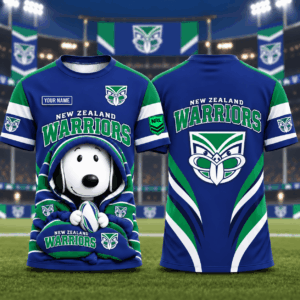 Auspiritmerch New Zealand Warriors x Snoopy T-Shirt Custom Name Gift For Fan