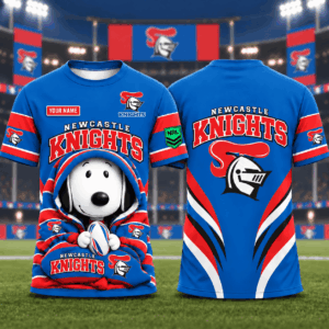 Auspiritmerch Newcastle Knights x Snoopy T-Shirt Custom Name Gift For Fan