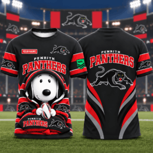Auspiritmerch Penrith Panthers x Snoopy T-Shirt Custom Name Gift For Fan