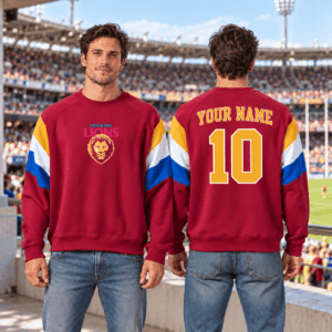 Auspiritmerch Brisbane Lions Sweatshirt Custom Name Daily Casual Fashion