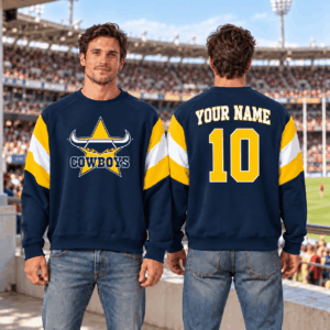 Auspiritmerch North Queensland Cowboys Sweatshirt Custom Name Daily Casual Fashion