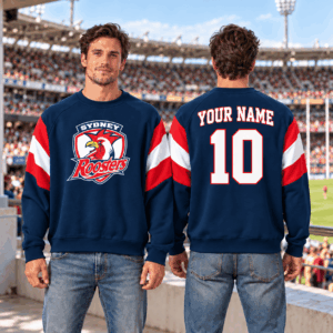 Auspiritmerch Sydney Roosters Sweatshirt Custom Name Daily Casual Fashion